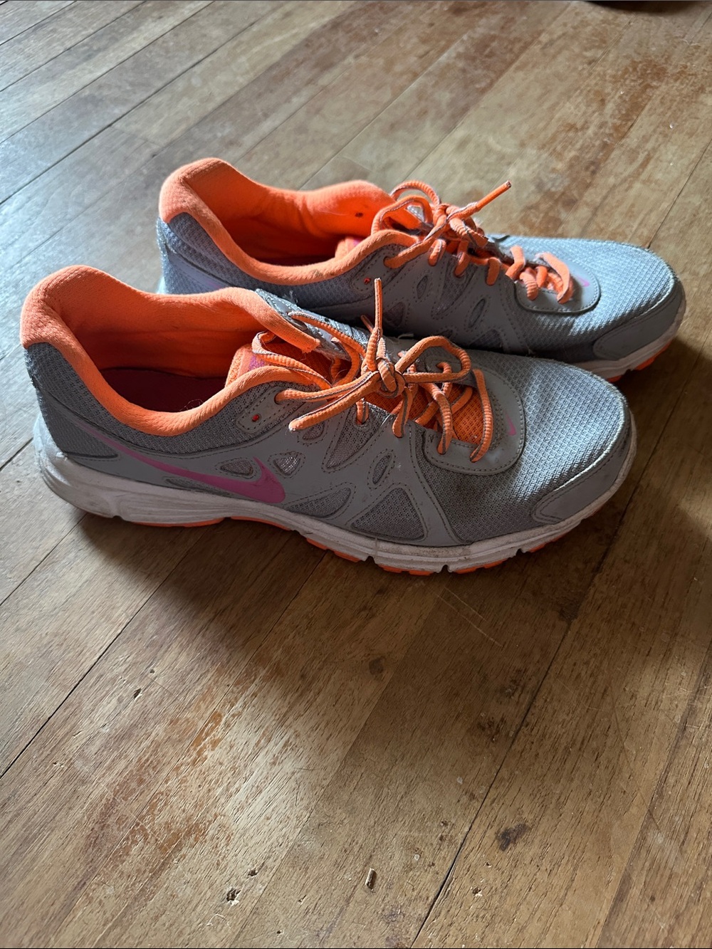 Nike Women's Gray and Orange Athletic Running Sneakers - Women’s Size 10